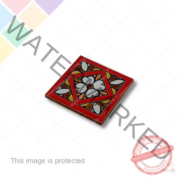 Toceto Diseño 10 x 10 cm (Modelo Creta) N°1 Fondo Rojo